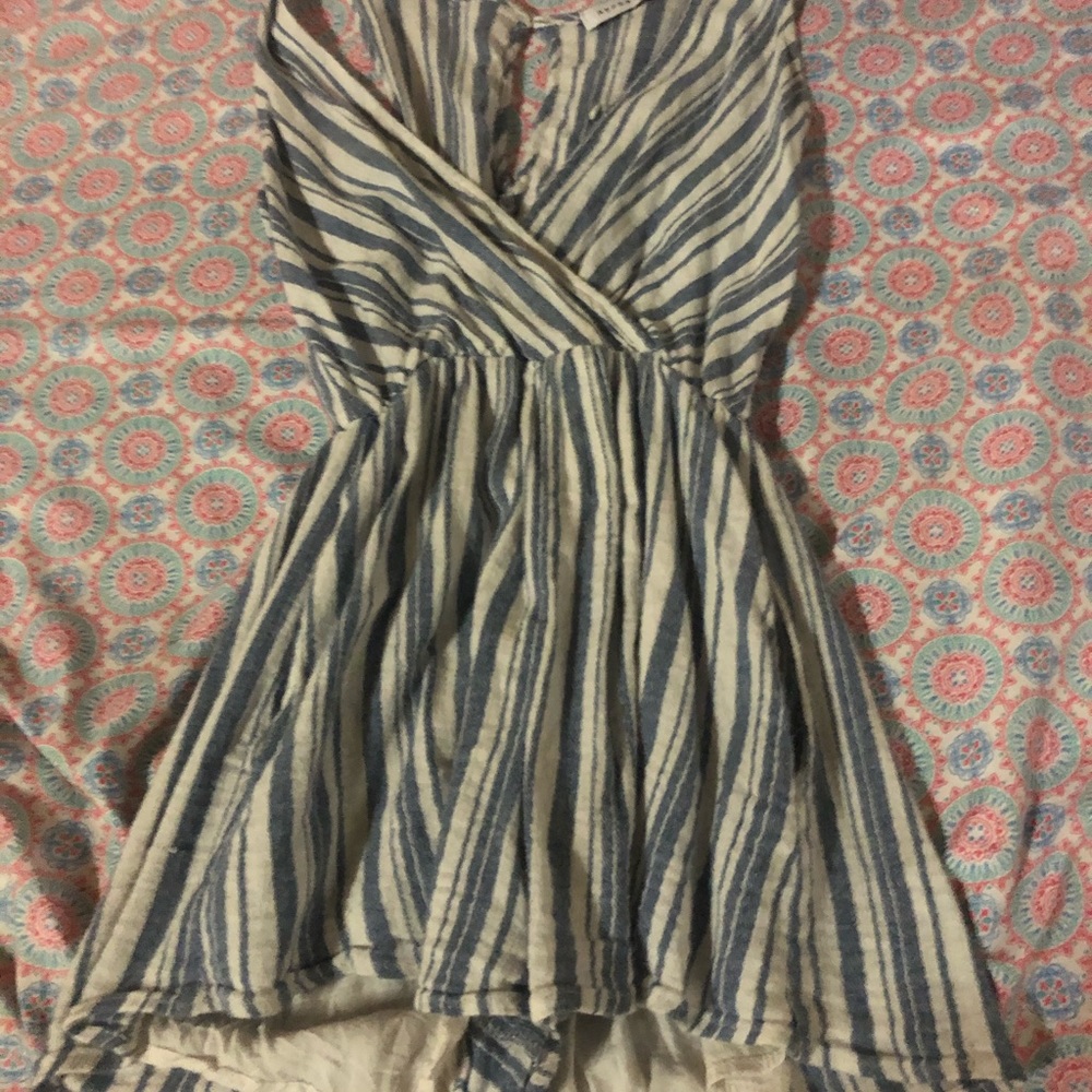 Blue and white stripped romper